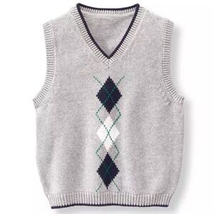 JANIE AND JACK NWT Gray Argyle Sweater Vest, Size 4
